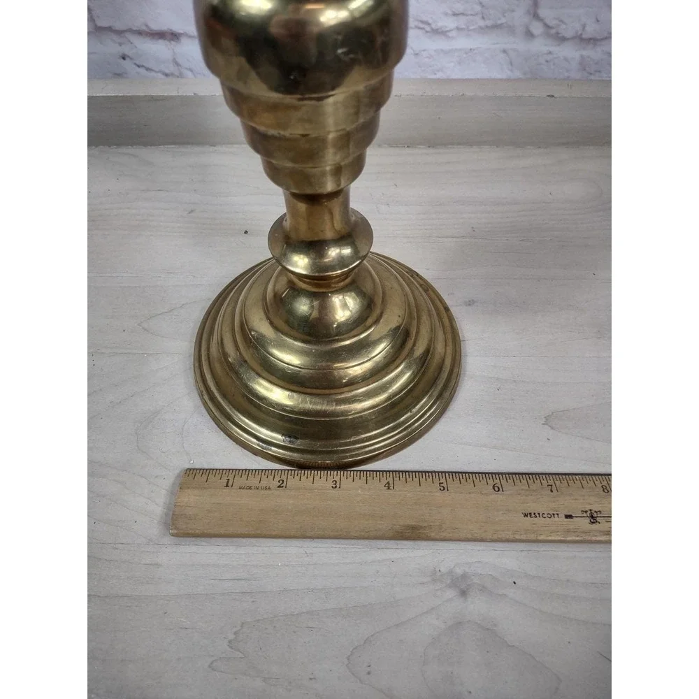 Vintage Solid Brass Taper Candlestick Oval Base 14